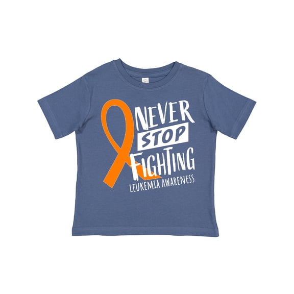 Inktastic Never Stop Fighting Leukemia Awareness Orange Ribbon Boys or Girls Toddler T-Shirt