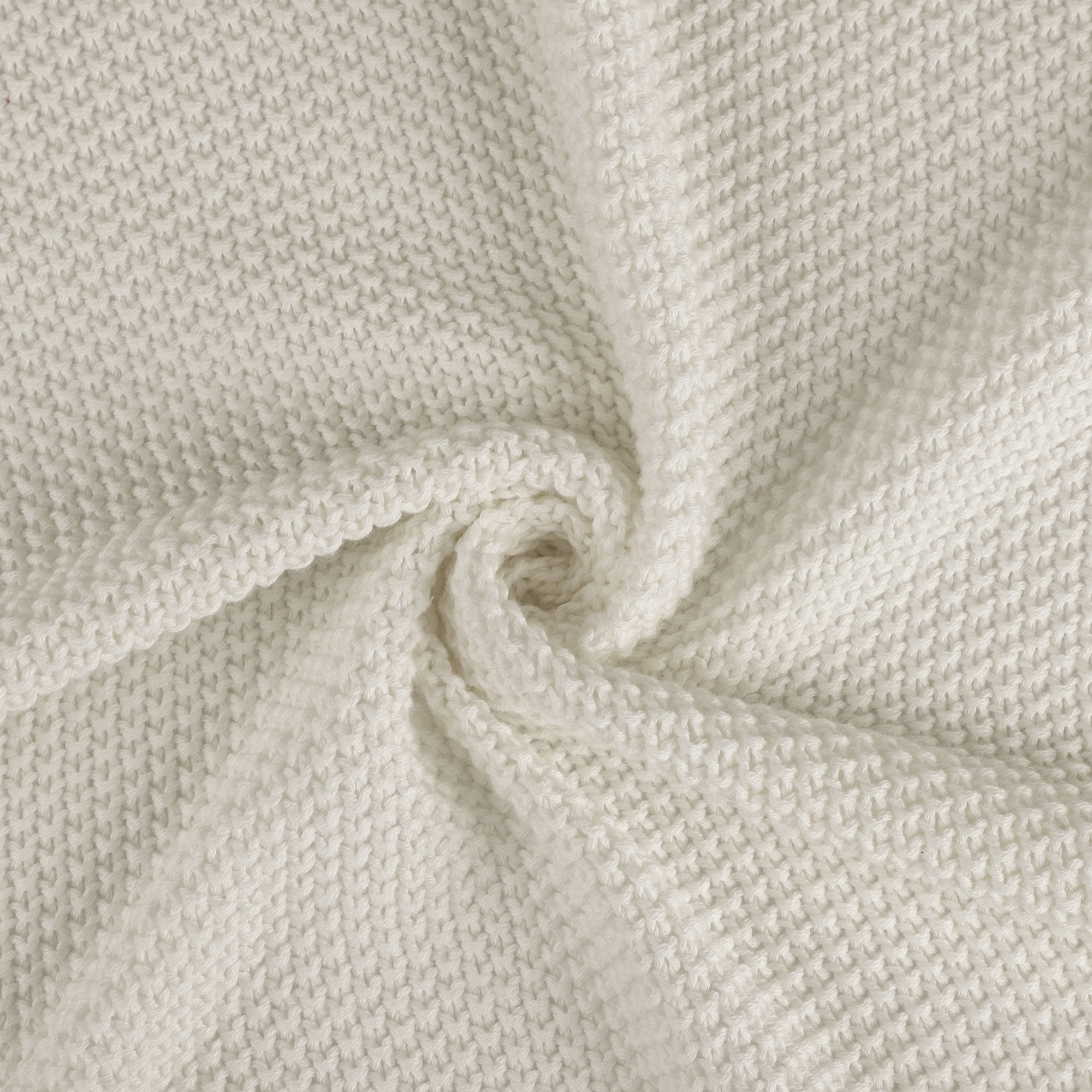 Unique Bargains Pure Cotton Soft Cable Knit Throw Blanket Beige 51" x 59"