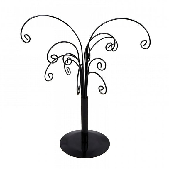 LAMIRO Decorative Tree Display Stand Rotating Ornament,Black Metal Tabletop Display Stand with Multiple Hooks for Hanging Ornaments,Glass Balls,Jewelry,And Small Crafts Ornament Display Stand