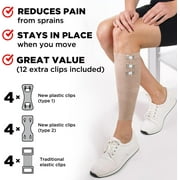 Premium Elastic Bandage Wrap - 4 Pack + 12 Extra Clips - Durable Compression Bandage (2X - 3 inch, 2X - 4 inch Rolls) Stretches up to 15ft in Length