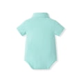 thumbnail image 6 of Niusricy Kids Toddler Boys Summer Shorts Set 6M 9M 12M 18M 2T 3T Infant Baby Short Sleeve Shirts Bow Tie Romper Tops with Solid Overall Shorts Little Boy Gentleman Outfit Formal Party, 6 of 8