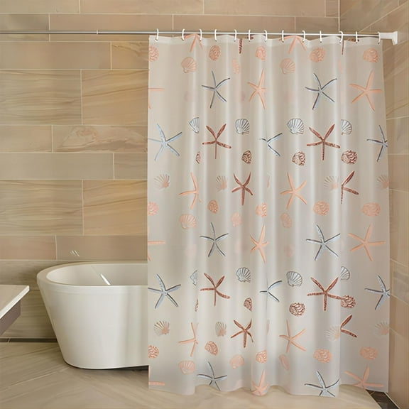Starfish Shower Curtain Liner,48" × 72" Waterproof Curtain Liner,Shower Liner for Bathroom,Rustproof Metal Grommets,PEVA
