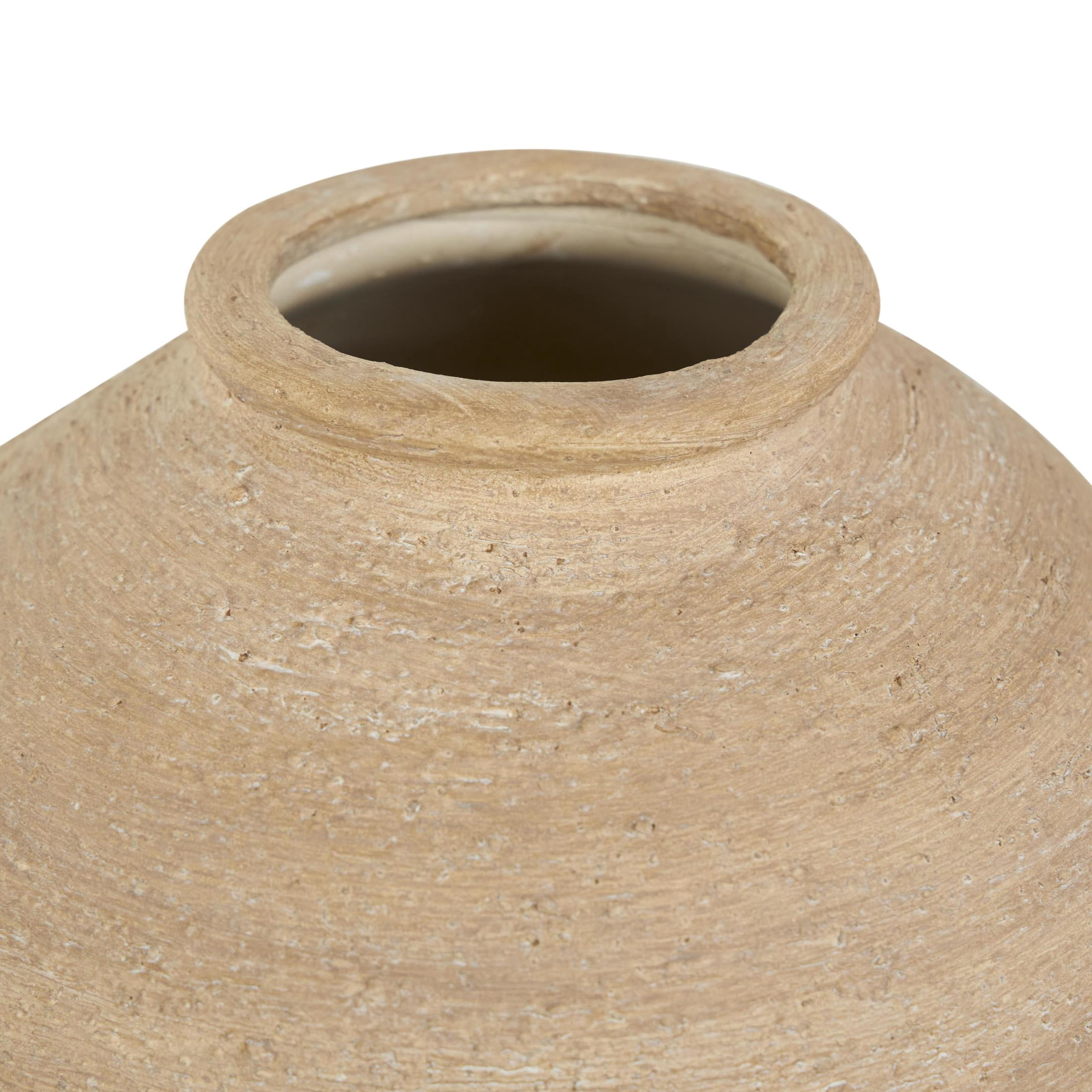 DecMode 11" Wide Textured Beige Porcelain Ceramic Vase