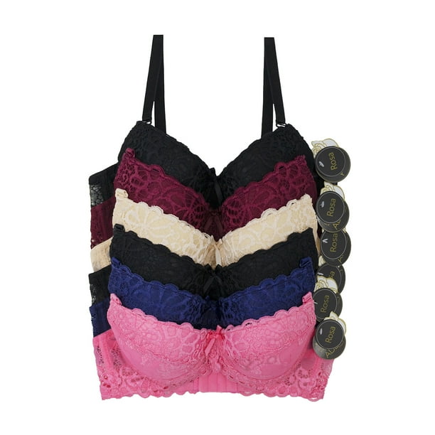 Paquete de Brasier Adda Lingerie Modelo Rosa, Diseño de encaje, Colores surtidos