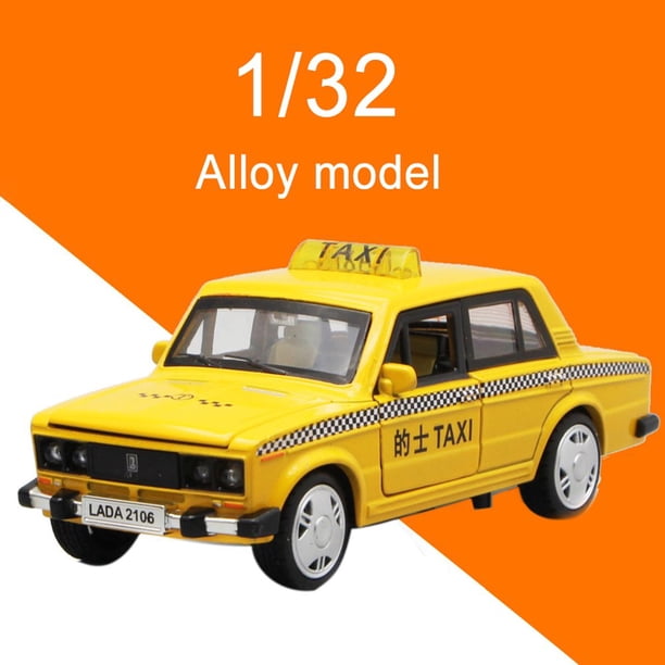 1/32 Alloy Taxi Car Model Pull Back LED Music Table Ornament Kids
