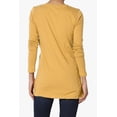 thumbnail image 2 of TheMogan T-Shirt à Manches Longues Col en V pour Femmes, Coton Extensible, Coupe Slim Décontractée, 2 of 7