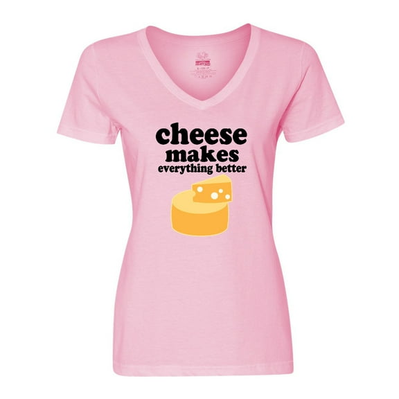 Inktastic Cheese Makes Everything Better Women's V-Neck T-Shirt
