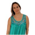 thumbnail image 5 of Women's Silky Feeling Sleeveless Sexy Nightgown with Sequins and Ribbon Roses Design, Teal Medium, 5 of 5