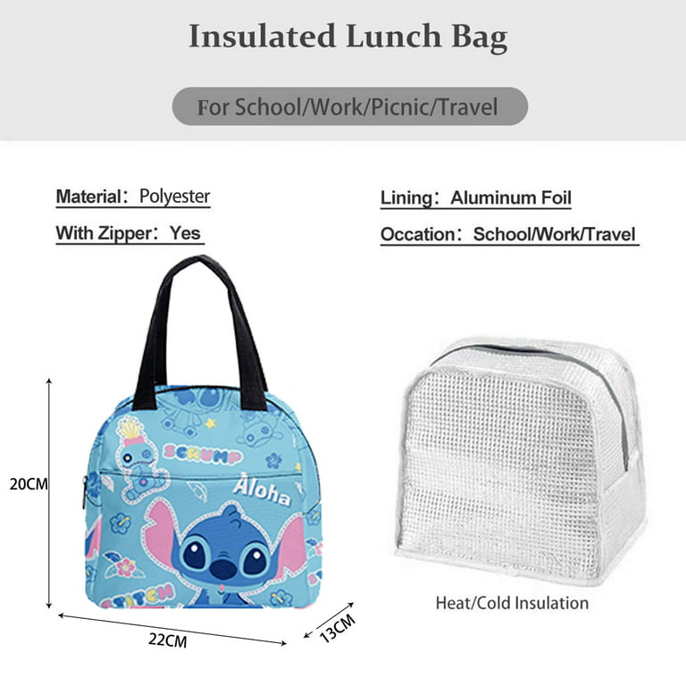 Women Kids Stitch Lunch Bag Reusable Girls Lunchbag Office Work School  Picnic Portable