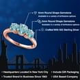 thumbnail image 2 of Gem Stone King 18K Rose Gold Plated Silver Blue Zircon Engagement Ring for Women | 2.90 Cttw | Round 6MM | Gemstone Birthstone | Size 5, 2 of 6