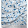 thumbnail image 1 of Soimoi Blue polyester Crepe Fabric Leaves & Tulip Floral Decor Fabric Printed Yard 42 Inch Wide, 1 of 3