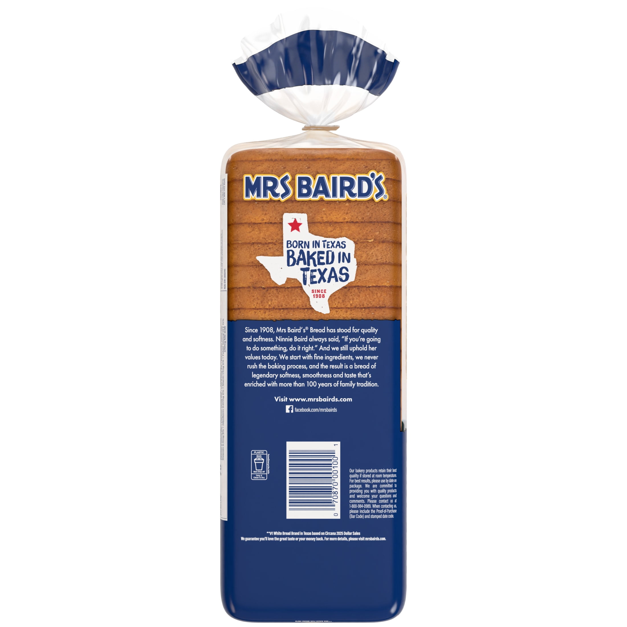 Mrs Baird's Sandwich Bread, 24 oz, White White Bread, Bag