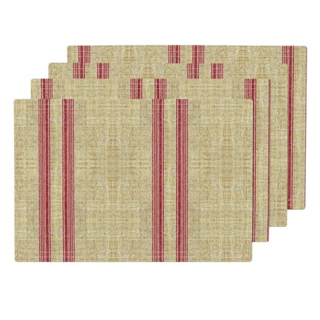Vintage Grain Sack - Cloth Placemats Ticking Faux Linen Vintage Grain Sack Stripe Linen Set of 4