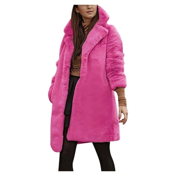 WEIYLL Womens Fleece Jacket Teddy Bear Warm Jumper Outwear Pink Fall Coats Size L
