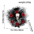 thumbnail image 3 of Smile Skull Halloween Wreath for Front Door  Black Wreath with and Rose Ornament Garland Spooky Elegant Decoration for Door, Porch, Window, Indoor and Outdoor Decor, 3 of 9