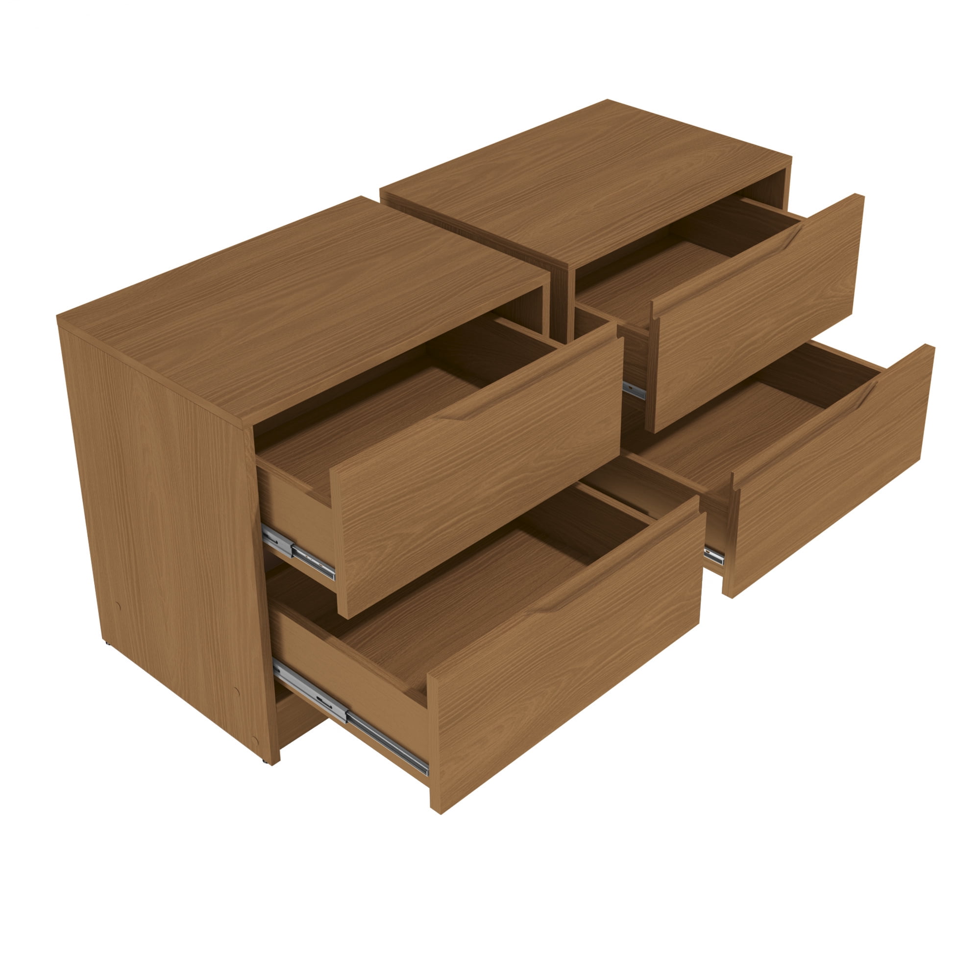 Kappesberg Brooklyn Set of 2 Modern Nightstands with Drawers – Golden Oak, Ideal for Adults & Teens