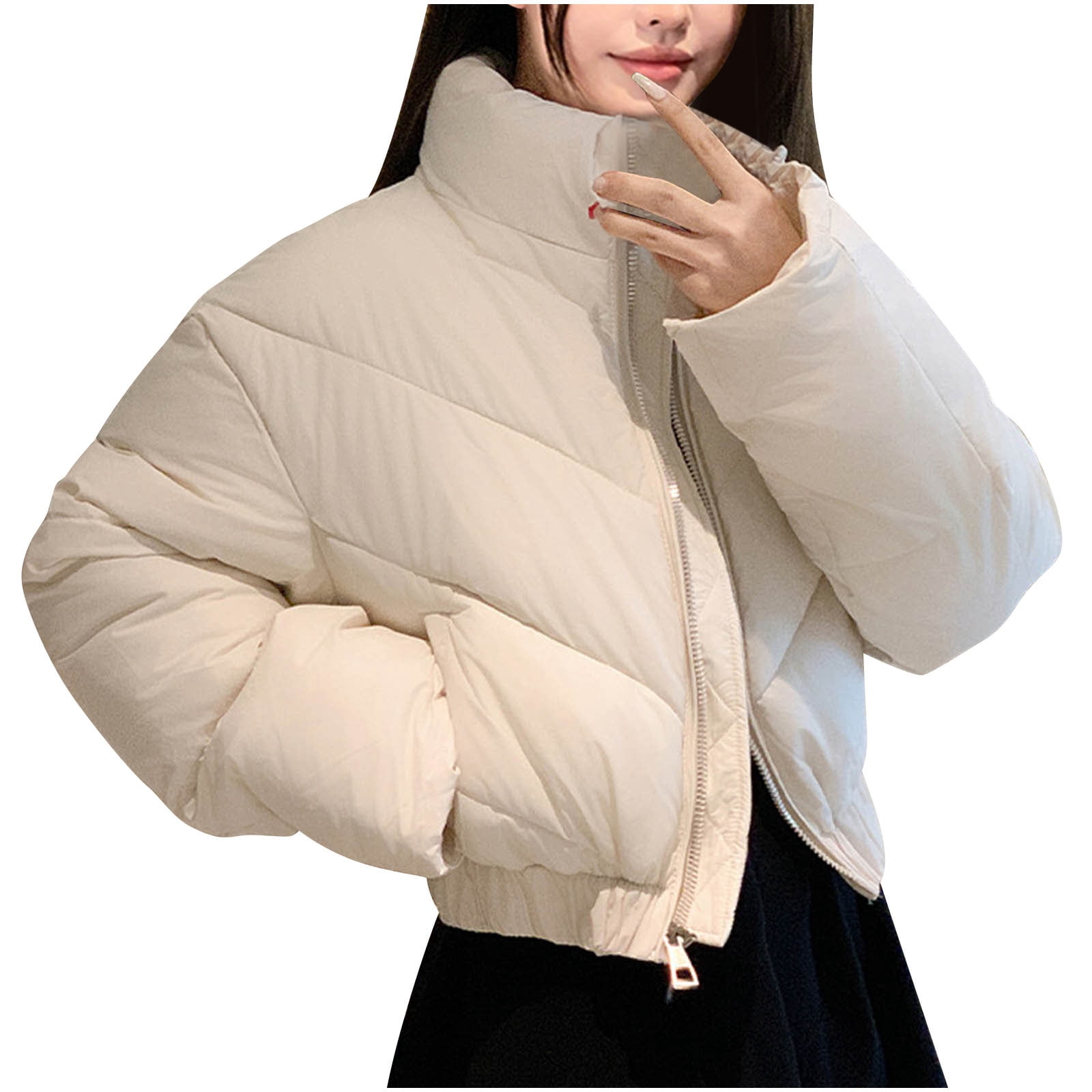 WRKEKC Veste Courte Matelassée pour Femmes avec Col Montant, Isolation Thermique Hyperwarm, Manteau de Ski en Duvet