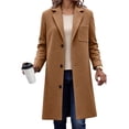 thumbnail image 2 of Tqcoqu Women's Wool Blend Coat Fall Winter Casual Single Breasted Overcoat Mid-Length Notched Lapel Coat, 2 of 10