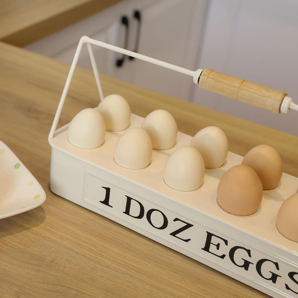 Household Egg Tray Holds 12 Carrier Box Container Rack Dispenser for Fridge Countertop Display Storage White