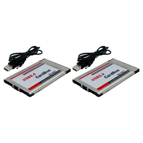 2X PCMCIA to USB 2.0 CardBus 2 Port 480M Card Adapter for Laptop PC Computer