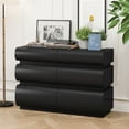 thumbnail image 2 of Modern 6-Drawer Dresser with No-Handle Sliding Design, Black MDF Chest for Bedroom/Living Room Storage - Reinforced Rails & Anti-Tip Safety, 2 of 9