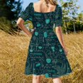 thumbnail image 3 of Vintage seamless pattern old chemistry laboratory with microscope tubes and formulas. Short Sleeved Dress, 3 of 5