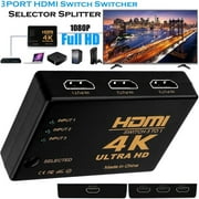 Hot 1080P 4Kx2K 3 in 1 Out HDMI Switch Hub Splitter TV Switcher Ultra HD for HDTV PC