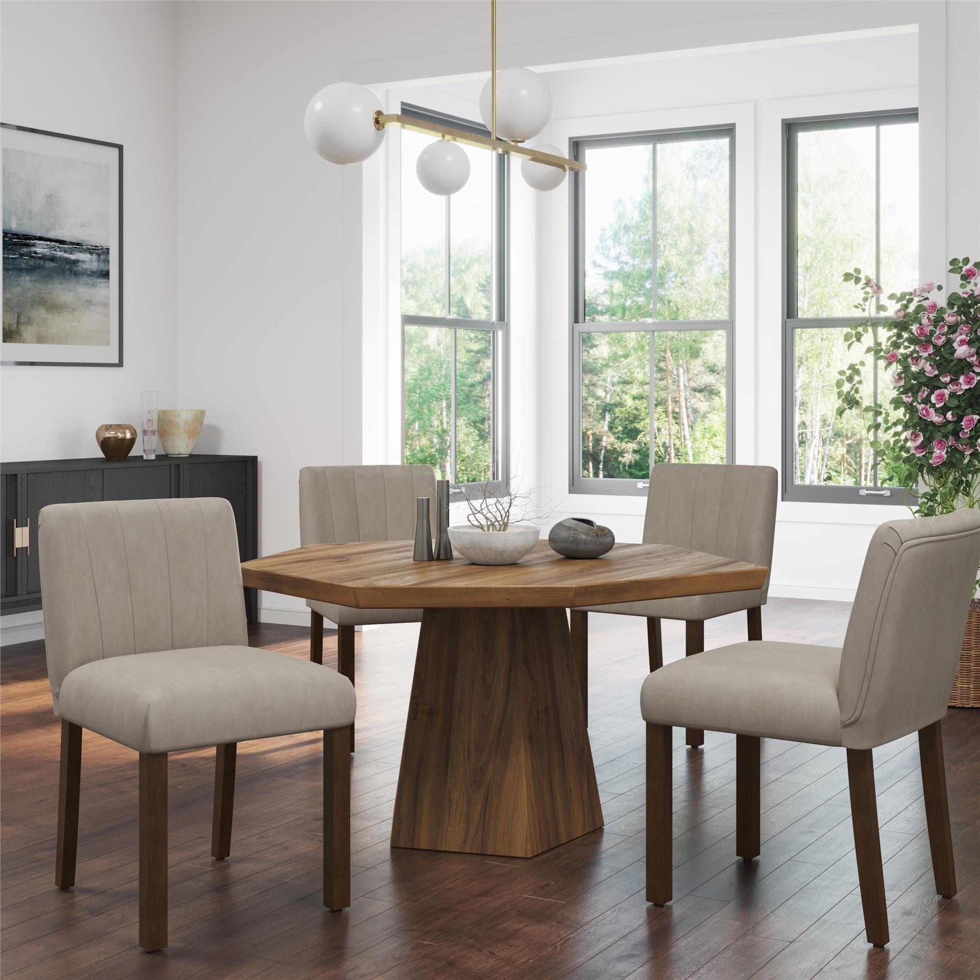 Dorel Living Zoya Channel Back Parsons Dining Chair, Set of 2, Beige