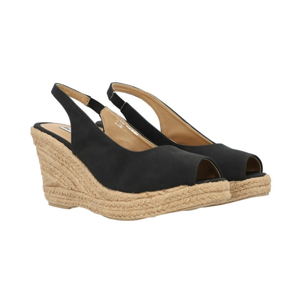 Sandalia De Plataforma Casual Con Yute Confort Buck Negro Para Mujer Platonia LUCIA-01-NEGRO