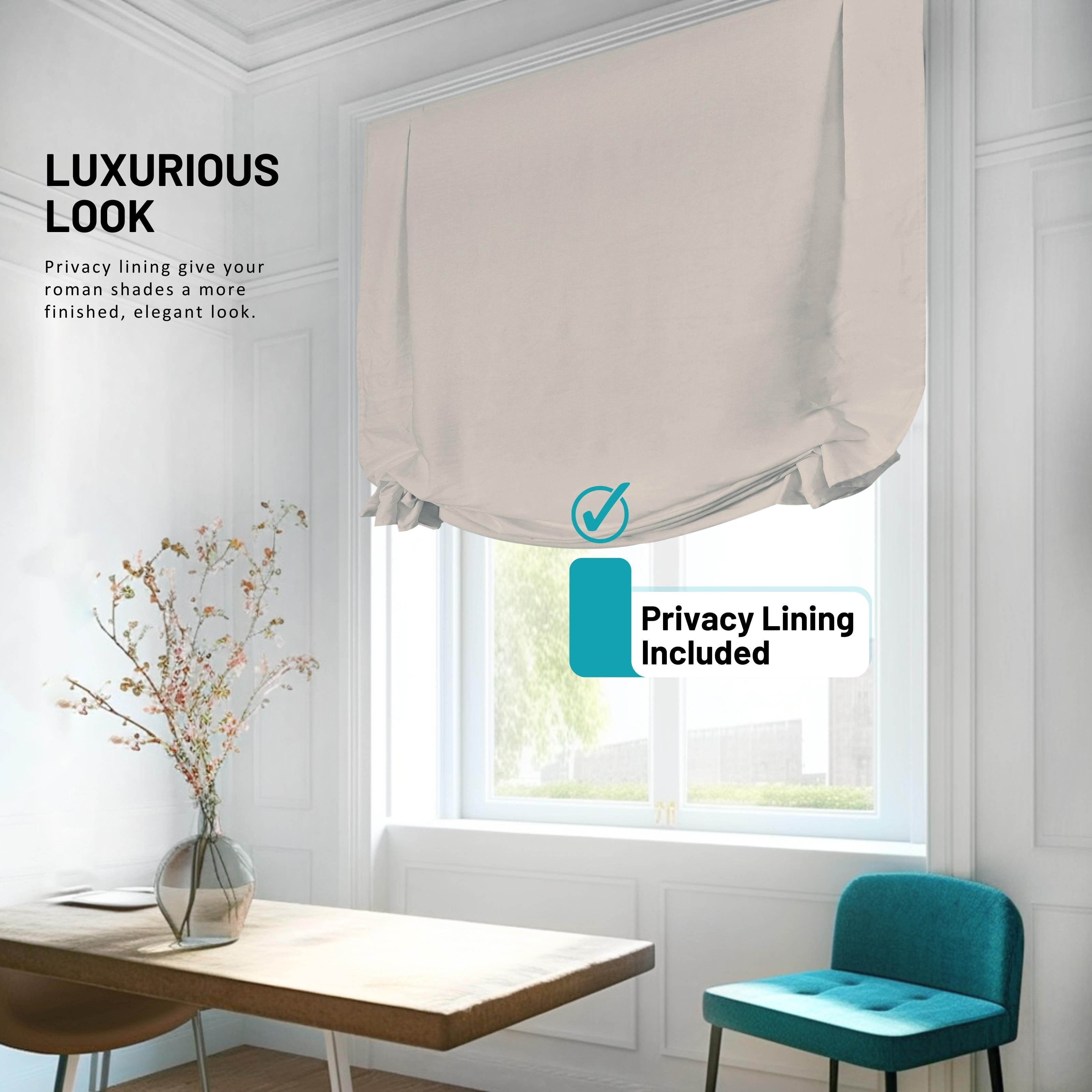 Chicology Cordless Roman Shades, Light Gray (Tulip), 27"W X 64"H