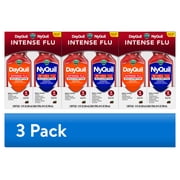 (3 pack) Vicks DayQuil & NyQuil Intense Flu Liquid, Flu Medicine for Adults, Cherry, 12 fl oz