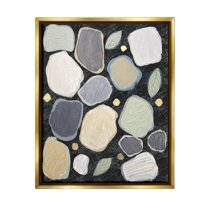 Stupell Industries Abstract Pebbles & Leaves Abstract Painting Gold Floater Framed Canvas Art Print Wall Art, 17 x 21