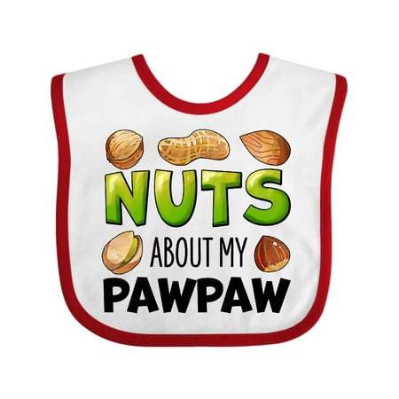 

Inktastic Nuts About My Pawpaw Peanut Almond Pistachio Gift Baby Boy or Baby Girl Bib