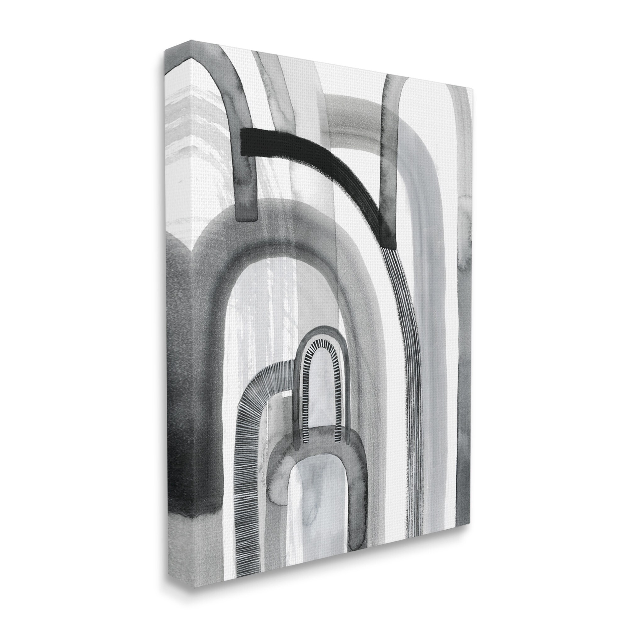 Stupell Industries Abstract Opaque Arches Black Grey White,24 x 30,Designed by Grace Popp