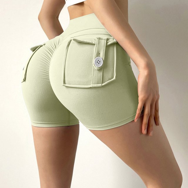 WILLBEST Pantalones Cortos Ajustados de Cintura Alta Para Mujer, Pantalones Deportivos A La Moda, Leggings Lisos, Pantalones Cómodos, Elásticos, Ropa Informal Para Hacer Ejercicio Extra Grande