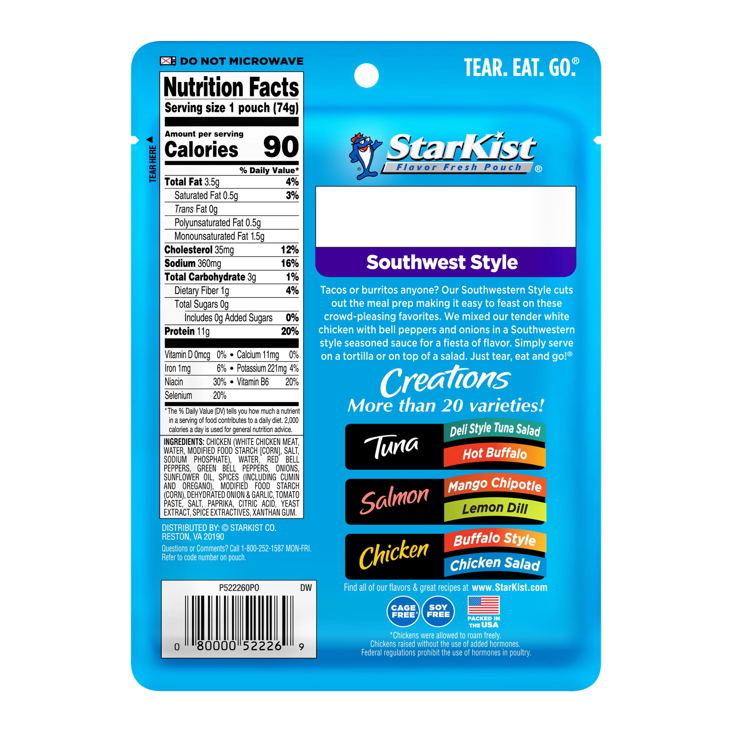 (12 pack) StarKist Chicken Creations, Southwest Style, 2.6 oz Pouch