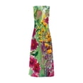 thumbnail image 4 of Robe Maxi Sans Manches à Imprimé Floral pour Femmes, Col en V, Robes Décontractées avec Poches, Robe Longue d'Été Ample, 4 of 5