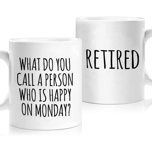 Funny Retirement Gifts for Woman Men, Happy Retiree Mug 11oz, Best Retirement Gift for Women 2025, Gag Farewell Present for Coworkers Nurse Teacher Boss, Office Retired Coffee Cup