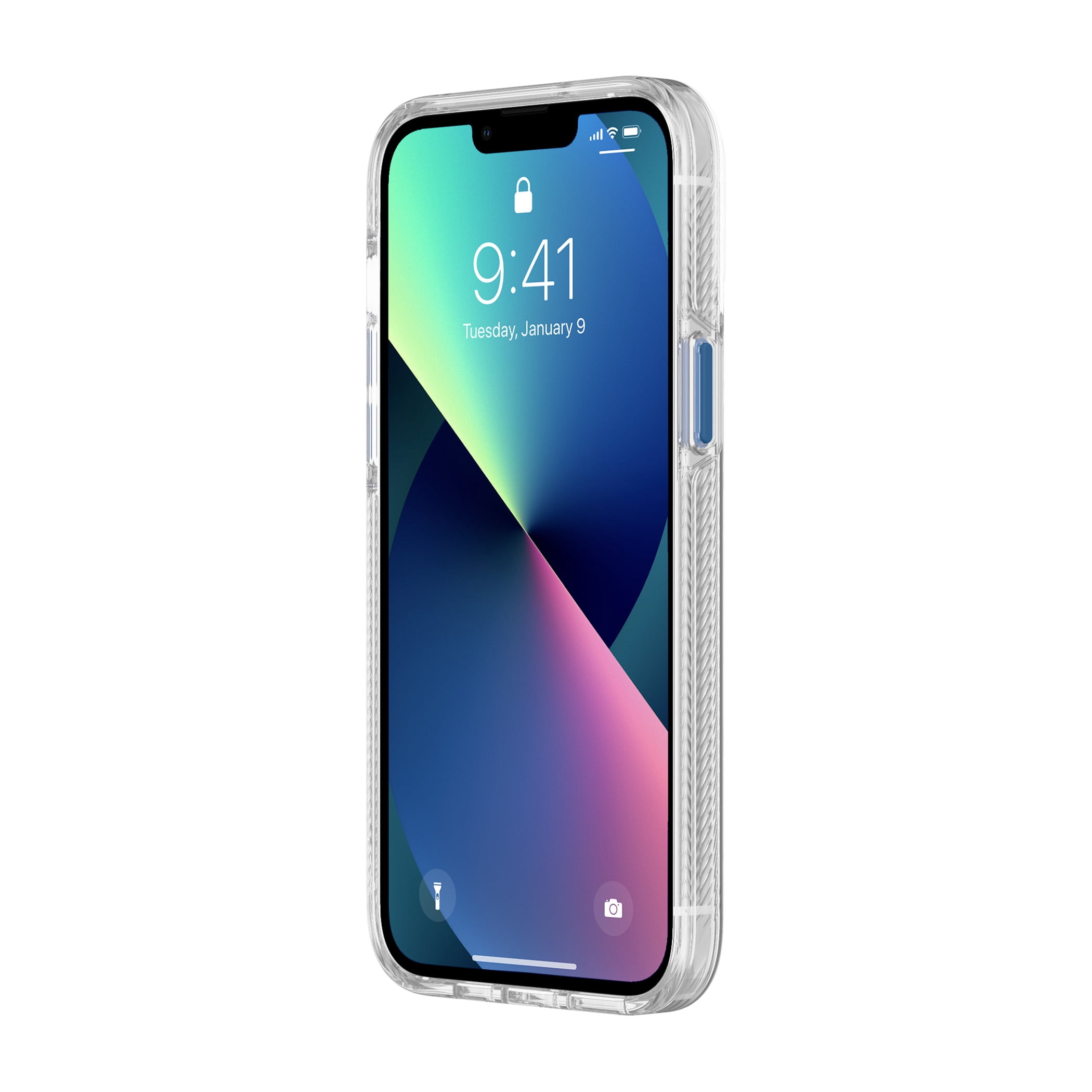 Incipio DualPro Fusion for iPhone 13 Pro Max - Clear/Clear with Dark Denim & Coral Pink Buttons
