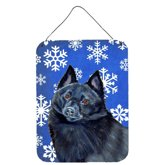 Schipperke Winter Snowflakes Holiday Wall or Door Hanging Prints
