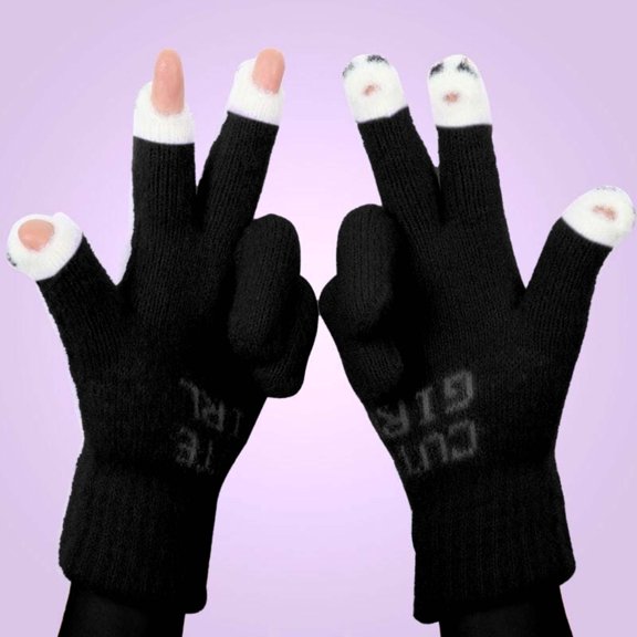 Women’s Fingerless Winter Gloves, Thick Padded Wool Split Finger Mittens, Fingerless Winter Gloves, Warm Open Finger Screen Gloves for Cold Weather Texting Running Cycling Gift for Girls Students
