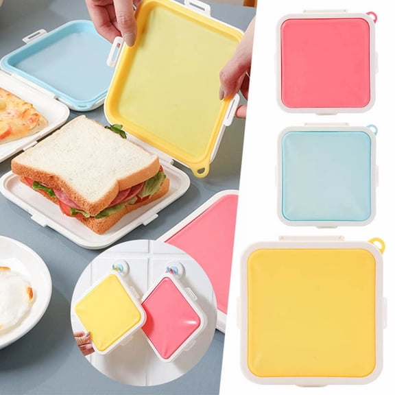 Blue Plastic Sandwich Container with Lid, Bread Storage Box for Lunch Boxes and Meal Prep