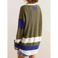 thumbnail image 6 of Womens V Neck Cardigan Sweaters Color Block Button Oversized Long Sleeve Open Front Knit Sweater Coats Olive Green M, 6 of 7