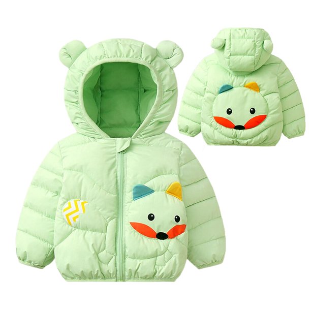 2022 Otoño Invierno Niños Abajo Chaquetas acolchadas Infantes Bebés Niños Niñas Dibujos animados lindo Oreja ligera Abrigos con capucha Niños pequeños Ropa para niños 18-24M (Etiqueta 90) Gao Jinjia LED
