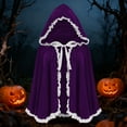 thumbnail image 2 of Oalirro Hood Cape for Party Holiday Lace Solid Color Hooded Short Velvet Cape Hood Cape Halloween Christmas Fancy Cloak with Hood, 2 of 5