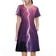 thumbnail image 1 of Fotbe Thunderstorm Violet Purple Vestido Largo de Moda para Mujer, Vestido Tipo Camiseta con Manga Corta y Estilo Casual a Rayas y Bloques de Color, 1 of 6