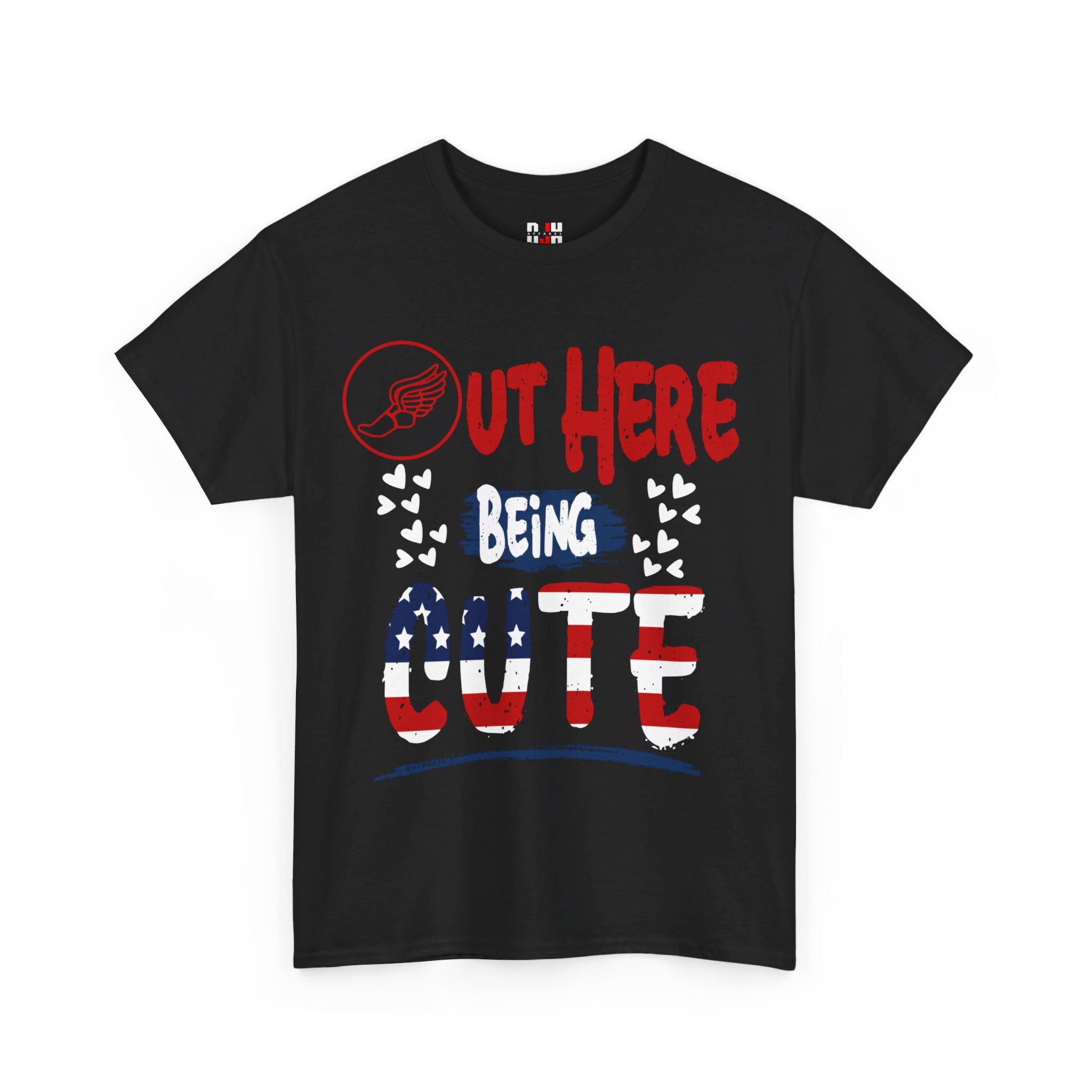 DJH Apparel | Out Here Being Cute US Flag Track / Field Unisex Cotton Tee