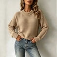 thumbnail image 3 of Sheghy Hoodies for Women Cute Women's Fashionable Winter Loose Round Neck Long Sleeved Knitted Sweater Pullover Top Khaki XXXL, 3 of 6