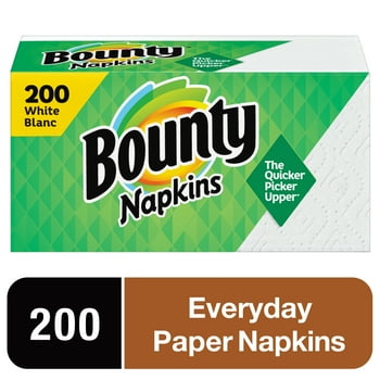 Bounty Paper Napkins, White and Print, 200 Count