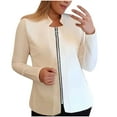 thumbnail image 2 of WFJCJPAF Holiday Clearance! Jackets for Women Plus Size Over Dress,Fashion Women Solid Zipper Versatile Lapel Long Sleeve Blazer Top Blouse, 2 of 4